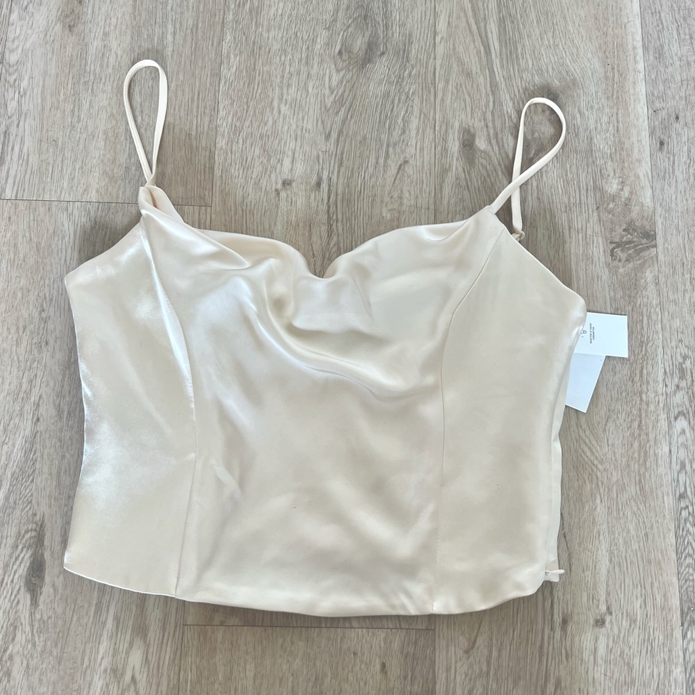 Zara SATIN EFFECT CROP TOP size M